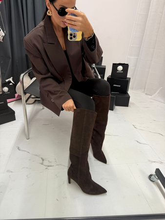 La Milla kozaki damskie zamszowe brązowe