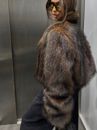 Krótkie futro eko lis - Czekolada