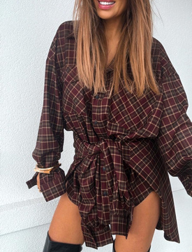 Koszula flanelowa w kratę - Bordo