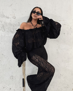 Koronkowe spodnie dzwony La Milla czarne