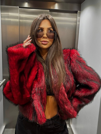 Krótkie futro eko lis - Czerwień 