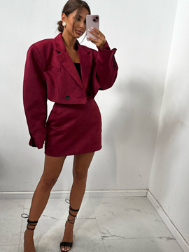 Spódniczka zamszowa - Bordo