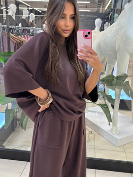 Bluzka oversize Long - Czekolada