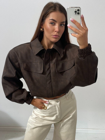 Kurtka z ekoskóry Mat - Czekolada