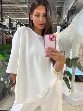 Bluzka oversize Long - Śmietanka