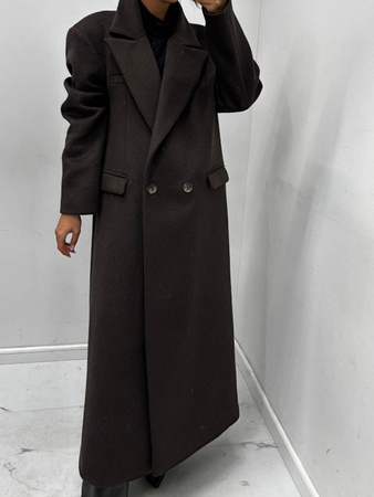 Płaszcz wełniany - Czekolada