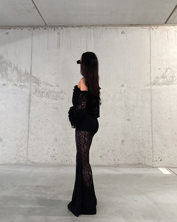 Koronkowe spodnie dzwony La Milla czarne 