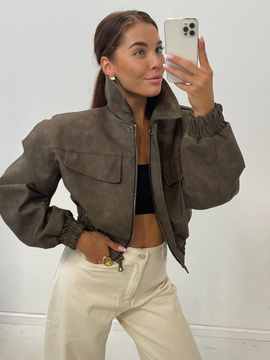 Kurtka z ekoskóry Mat - Earthy