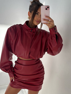 Kurtka z ekoskóry - Czerwona