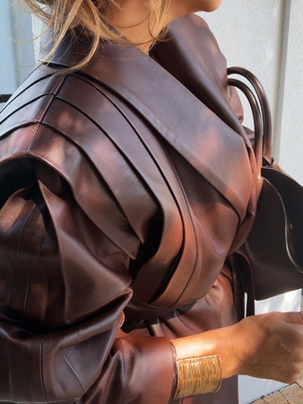 Kurtka skórzana - Czekolada