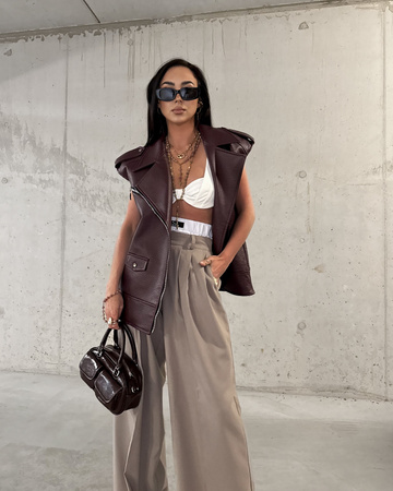 Kamizelka La Milla z eko skóry bordowa