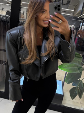 Ramoneska skórzana - Khaki