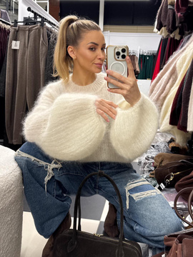 Sweter moherowy Kid Moher dzwonek śmietana