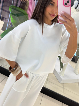 Bluzka oversize Short - Śmietanka