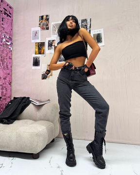 PREMIUM Spodnie jeansowe La Milla szare mom fit