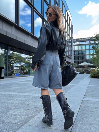 Kurtka z ekoskóry - Czarny