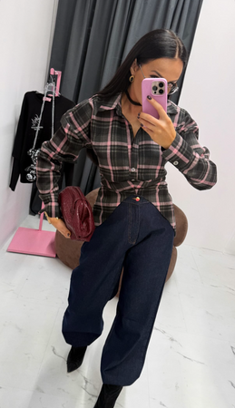 Asymetryczna koszula La Milla wiązana w kratę