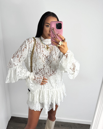 LA MILLA BLUZKA T-SHIRT KORONKA Biała