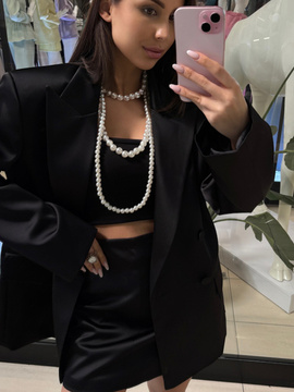 EMO Damski komlet ze spódniczką i żakietem - Czarny