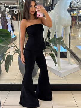 Spodnie/Leginsy Dzwony Szerokie Long - Czarne