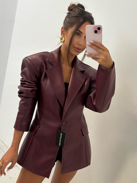 Marynarka damska skórzana - Bordo