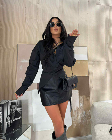 Asymetryczna koszula La Milla wiązana czarna