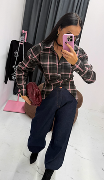 Asymetryczna koszula La Milla wiązana w kratę