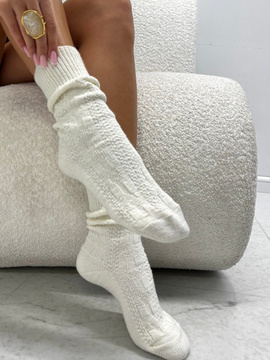 Skarpety z warkoczowym splotem - Śmietanka