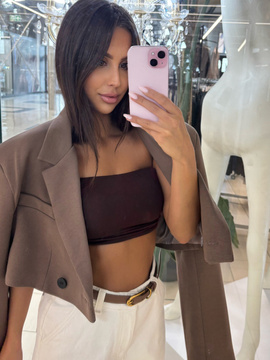 Top bez ramiączek bandeau - Czekolada