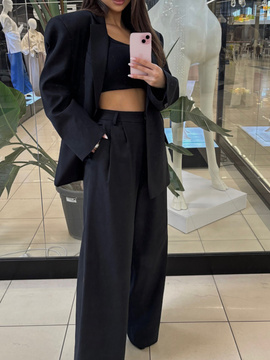 Komplet garniturowy lniany - Czarny