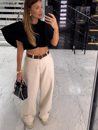 Jeansy oversize - Beż