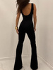 kombinezon z głębokim wycięciem na plecach - Czarny