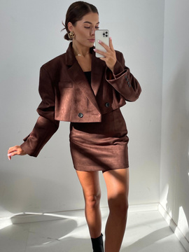 Spódniczka zamszowa - Czekolada