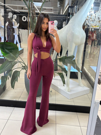 Spodnie/Leginsy Dzwony Szerokie Long - Bordo