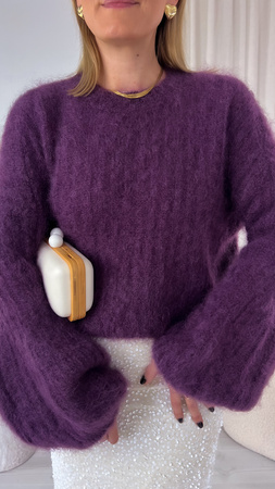 Sweter moherowy Kid Moher dzwonek śliwka