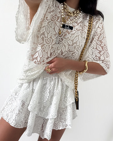 LA MILLA BLUZKA T-SHIRT KORONKA Biała