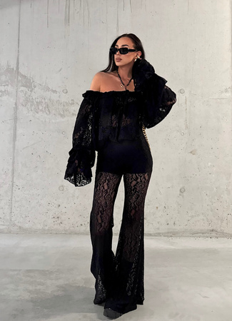 Koronkowe spodnie dzwony La Milla czarne 