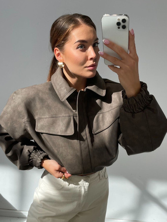 Kurtka z ekoskóry Mat - Earthy