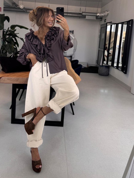 Jeansy mom fit - Beż