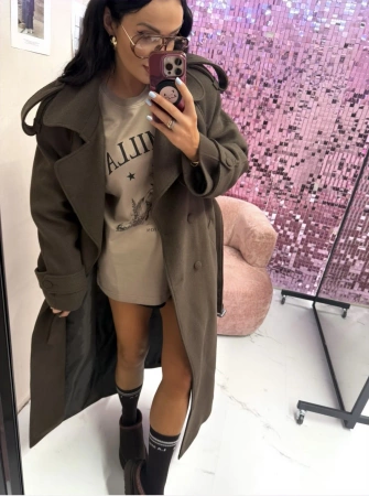 La Milla Ocieplany Płaszcz Wełniany czekoladowy maxi Linia Premium