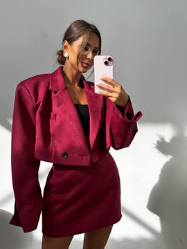 Marynarka Zamszowa - Bordo