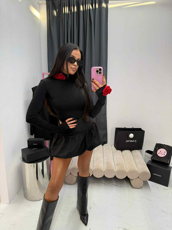 Golf La Milla z czerwoną różą czarny 