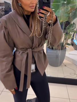 Kurtka skórzana - Taupe