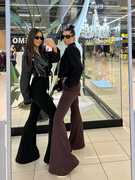 Spodnie/Leginsy Dzwony Szerokie Long - Czekolada