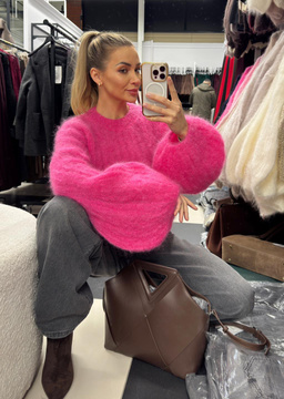 Sweter moherowy Kid Moher dzwonek różowy