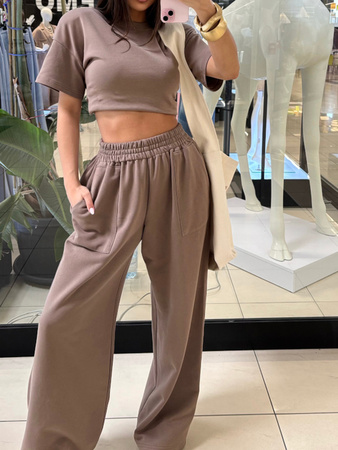 Bluzka basic z poduszkami - Mokka