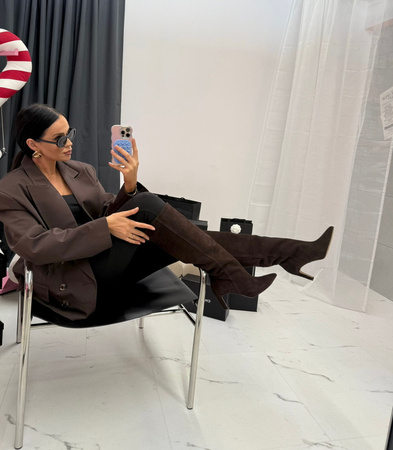 La Milla kozaki damskie zamszowe brązowe