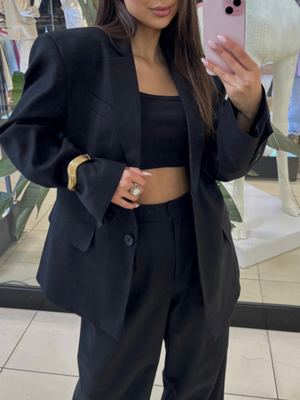 Komplet garniturowy lniany - Czarny