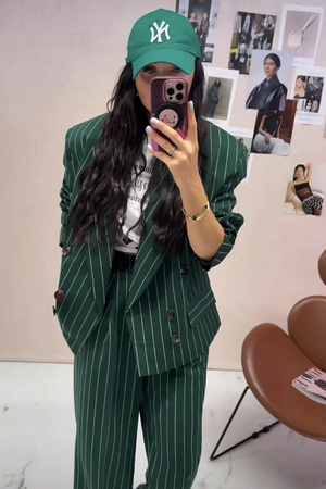 SPODNIE ELEGANCKIE LA MILLA Z ZASZEWKAMI PASKI ZIELEŃ