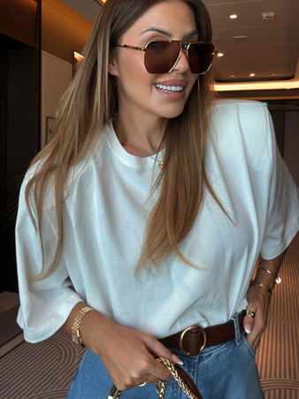 Bluzka oversize z poduszkami - Biały